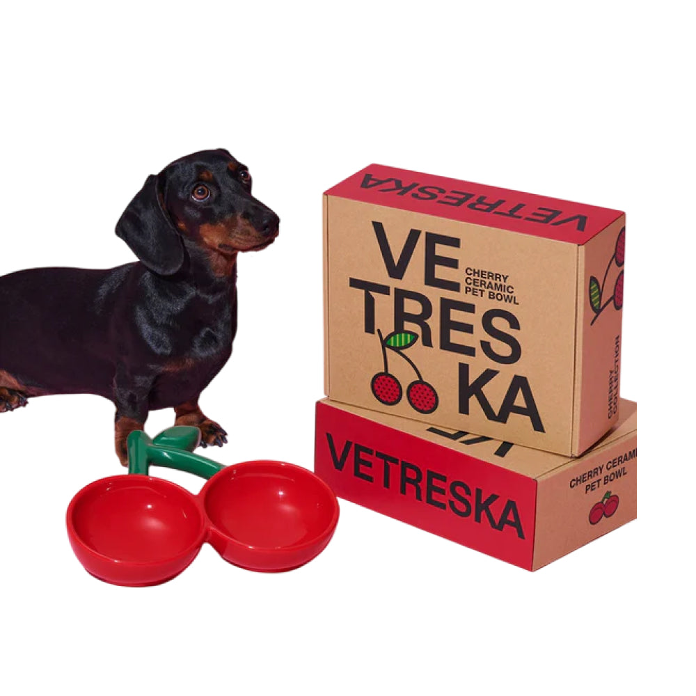 Cherry Ceramic Pet Bowl