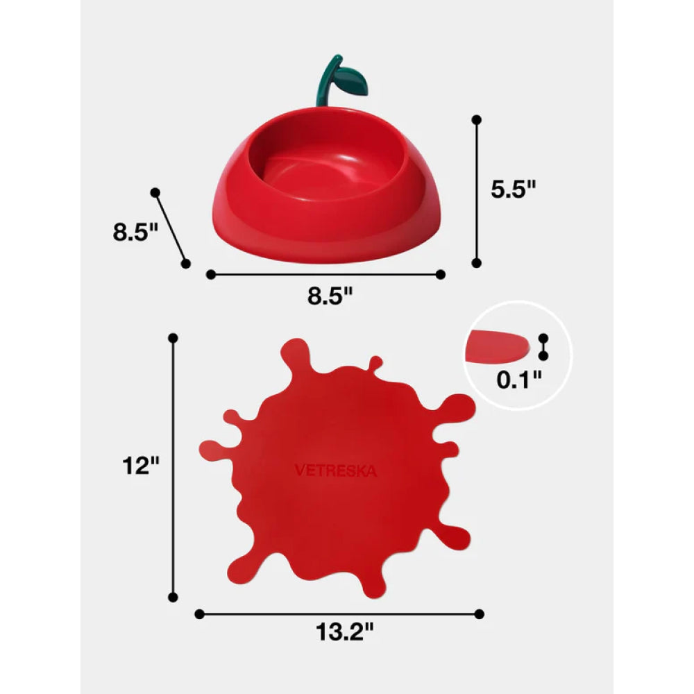 Juicy Cherry Pet Bowl , Spoon & Mat Set