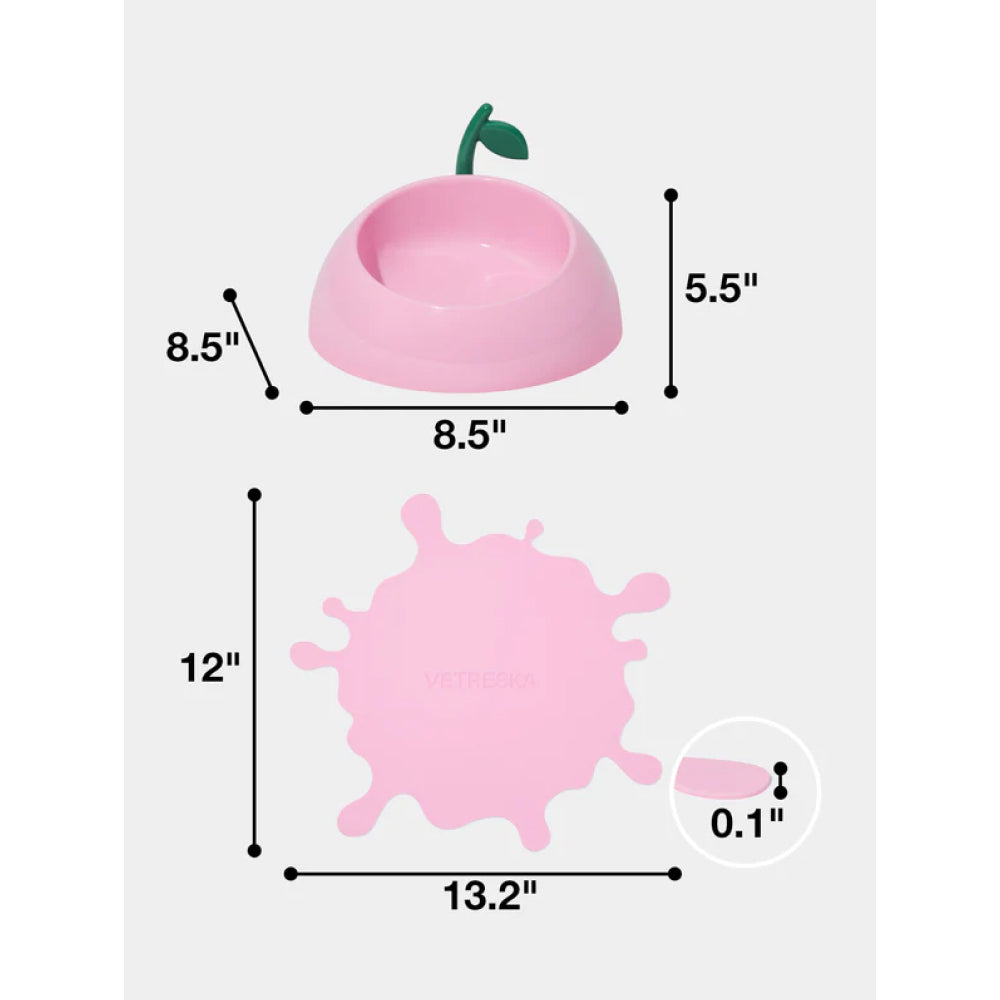 Juicy Peach Pet Bowl , Spoon & Mat Set