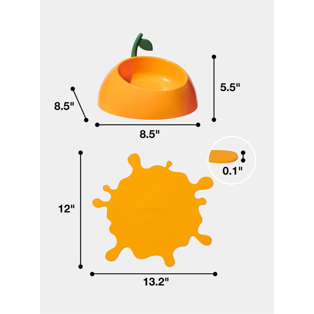 Juicy Tangerine Pet Bowl , Spoon & Mat Set