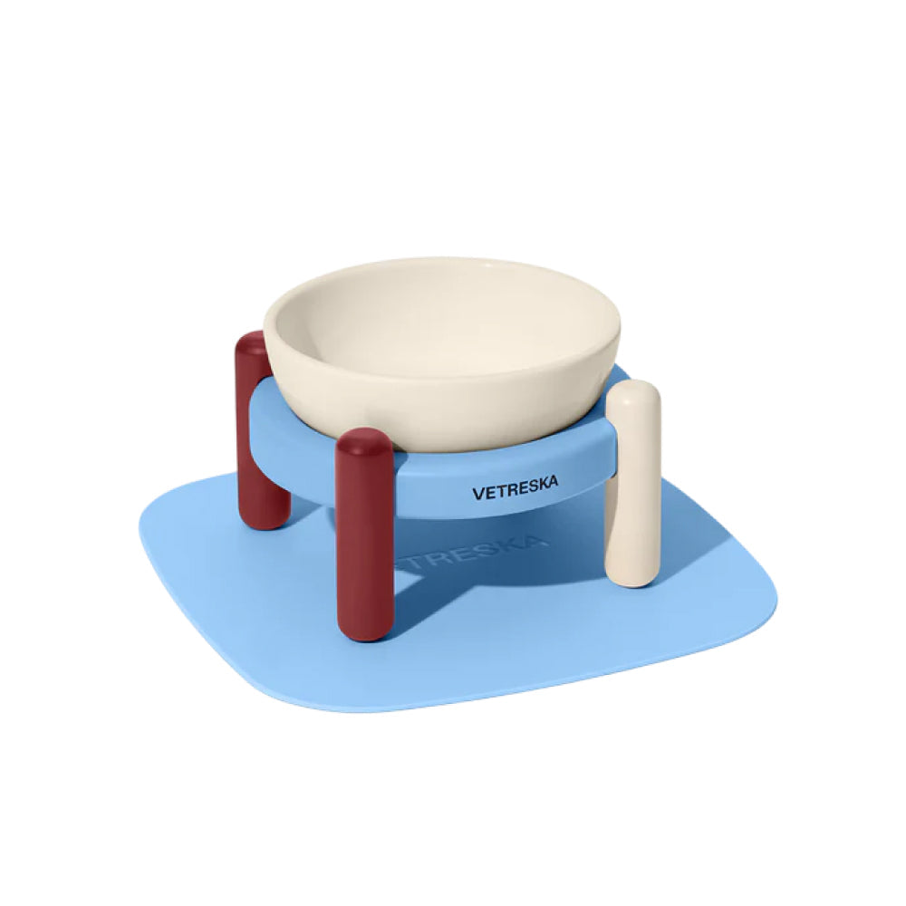 Mist and Merlot Ceramic Pet Bowl & Mat Set